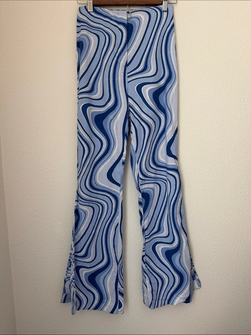 Zara Groovy Swirl Pants Linen Blend